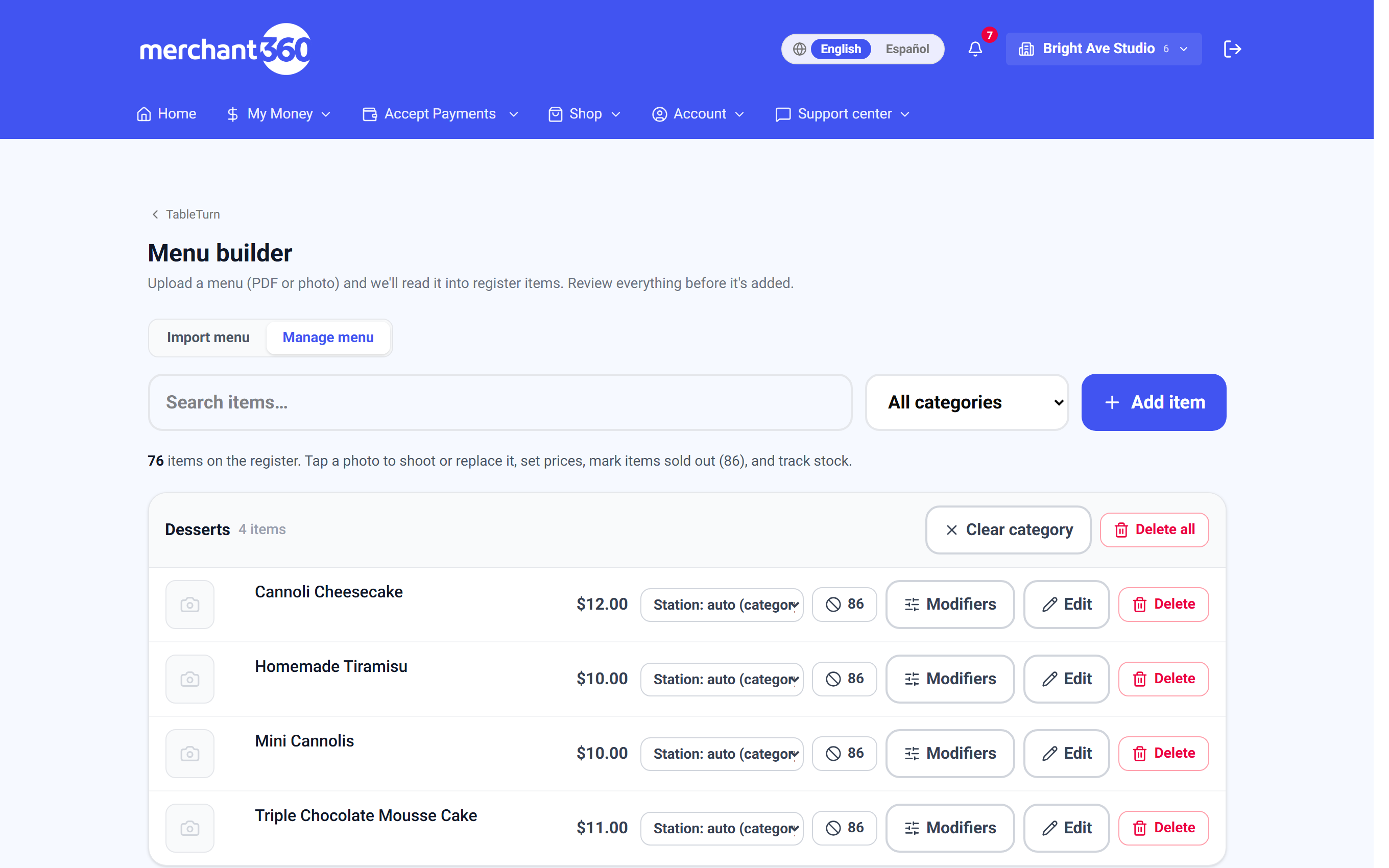 Menu builder